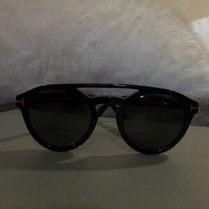 Tom Ford Black Sunglasses with Gold T Accents